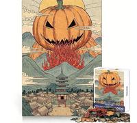 Japan Halloween Pumpkin Ukiyo-e 1000 Piece Puzzle For Teenagers Pastime Game Tight Connection Home Play Unique Gift (38x26cm)