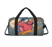 Japan Hero Samurai Sport Duffel Bag with Shoes Compartment Japan Woman Overnight Weekender Bags Travel Gym Luggage Organizer for Women Men Kids Girls Boys