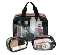 Japan Hero Samurai Travel Makeup Bag for Women Men, Japan Woman Translucent Cosmetic Bags 3 Pcs Large Shower Wash Pouch Toiletry Cosmetic Toiletries Organizer