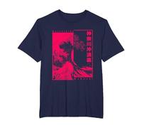 Japan Hokusai Ukiyo-e Japanese Great Wave Off Kanagawa T-Shirt, Men's Big and Tall, Navy Blue, 6X Tall