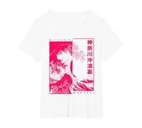 Japan Hokusai Ukiyo-e Japanese Great Wave Off Kanagawa T-Shirt, Women's Plus, White, 2X