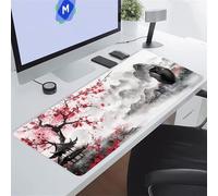 Japan Ink Paintings Large Gaming Mouse Pad, XXL Extended Gamer Mouse Mat with Stitched Edges, 23.6x11.8x0.12 inch Non-Slip Rubber Base Gaming Desk Mat, Big Long Mousepad for Work, Game, Office, Home