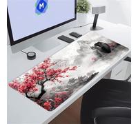 Japan Ink Paintings Large Gaming Mouse Pad, XXL Extended Gamer Mouse Mat with Stitched Edges, 39.4x19.7x0.08 inch Non-Slip Rubber Base Gaming Desk Mat, Big Long Mousepad for Work, Game, Office, Home