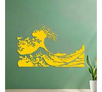 Japan Japanese Waves Ethnic Eastern Home Cozy Big Engraving Decals Equipped with Transfer Film kit 35x56cm Yellow