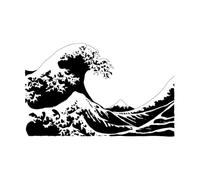 Japan Japanese Waves Ethnic Eastern Home Cozy Big Fine Carving Stickers 32x50.9cm Do not Damage the wall Surface Small Black