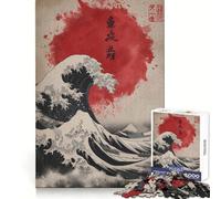 Japan Kanagawa Wave Jigsaw Puzzles 1000 Pieces for Adults Stress Free Home Play Enjoyable Challenge Furniture Decor (50x75cm)