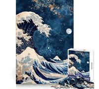Japan Kanagawa Wave Jigsaw Puzzles 1000 Pieces Mental Sharp Tight Connection Home Activity Xmas Surprise (38x52cm)