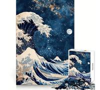 Japan Kanagawa Wave Jigsaw Puzzles for Adults 1000 Pieces Brain Skill Accurate Edge Pattern Build Home Decor (50x75cm)