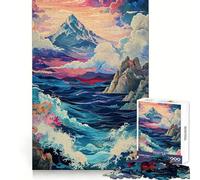 Japan Kanagawa Wave Jigsaw Puzzles for Adults 1000 Pieces Brain Skill Accurate Edge Pattern Build Home Decor (50x75cm)