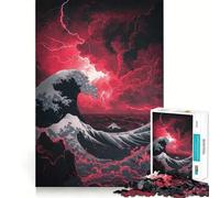 Japan Kanagawa Wave Puzzles for Adults 1000 Piece Cognitive Train Perfect Connection Pattern Build Art Display (38x26cm)