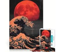 Japan Kanagawa Wave Sunset Puzzle for Adults 1000 Pieces Logic Game Creative Fun Pattern Assemble Unique Gift (50x75cm)