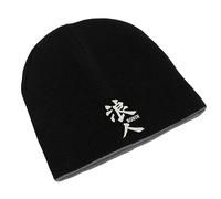 Japan Kanji Ronin Samurai Unisex Embroidered Double Layer Beanie Winter Hat Art Black