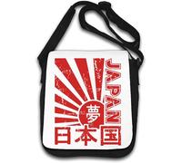 Japan Kanji Styled Red Rising Sun Faded Poster Shoulder Bag White