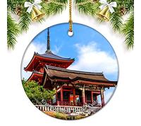 Japan Kiyomizu-Dera Temple Kyoto Christmas Ornaments for Tree Ceramic Pendant Double Sided Ornament Decor Xmas Gifts Porcelain Travel Souvenirs