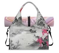 Japan Landscape Painting Sports Duffel Bag for Women Men Weekend Overnight Bag with Shoe Compartment Shoulder Tote Luggage Bag for Yoga Gym Travel