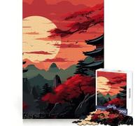Japan Landscape Red Black 1000 Piece Puzzle For Adults Mental Sharp Serene Game Home Activity Santa Surprise (38x26cm)