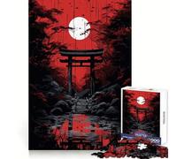 Japan Landscape Red Black Jigsaw Puzzles for Adults 1000 Pieces Brain Skill Accurate Edge Pattern Build Home Decor (38x52cm)