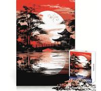 Japan Landscape Red Black Puzzles for Teenagers 1000 Piece Brain Power Quality Print Fun Challenge Xmas Gift (50x75cm)