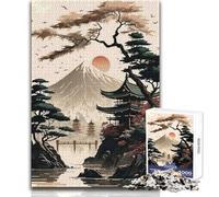 Japan Landscape Watercolor 1000 Piece Jigsaw Puzzle for Teenagers Interactive Logical Thinking Game Ideal Memorable Occasion Gift Size 50x75cm
