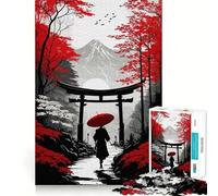 Japan Landscape Watercolor 1000 Piece Jigsaws for Teenagers Casual Game Creative Play Fun Activity Home Accent (38x52cm)
