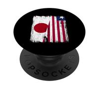 Japan Liberia Half Flag Japanese Liberian Jersey PopSockets Adhesive PopGrip