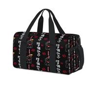 Japan Lucky Cat Sports Duffel Bag Cute Cat Weekend Overnight Bag Tote Holdall Casual Travel Gym Duffel Bags for Kids Girls Boys Women Men