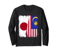 Japan Malaysia Half Flag Japanese Malaysian Heritage Long Sleeve T-Shirt