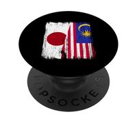 Japan Malaysia Half Flag Japanese Malaysian Heritage PopSockets Adhesive PopGrip