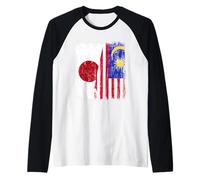 Japan Malaysia Half Flag Japanese Malaysian Heritage Raglan Baseball Tee