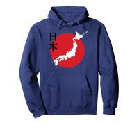 Japan Map Red Rising Sun Flag Japanese Pride Pullover Hoodie