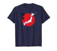 Japan Map Red Rising Sun Flag Japanese Pride T-Shirt
