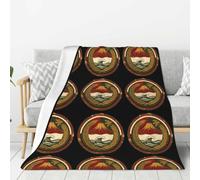 Japan Mark Print Modern Xmas Flannel Blanket 203x152cm | Minimalist Art Throw For Indoor Festive Interior Styling
