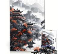 Japan Misty Mountains Jigsaw Puzzles for Adults 1000 Pieces Brain Skill Accurate Edge Pattern Build Home Decor (50x75cm)