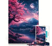 Japan Mount Fuji at Night 1000 Piece Jigsaws for Teenagers Casual Game Creative Play Fun Activity Home Accent (50x75cm)