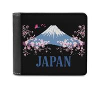 Japan Mount Fuji Cherry Flowers Printed Bifold Wallet with Hidden Compartments Pocket Money and Credit Card Holder for Men Women