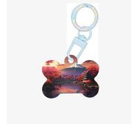 Japan Mount Fuji Landscape 2 Printing Dog Tag Bone Shaped Double Sided Pattern Dog Id Tags Bone Shaped Pet Name Tags Dog Collar Tags