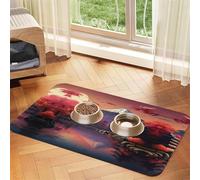Japan Mount Fuji Landscape Absorbent Leather Pet Tablecloth Non-Slip Dining Pad For Puppy Kitten Food Water Bowls
