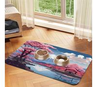 Japan Mount Fuji Landscape Absorbent Leather Pet Tablecloth Non-Slip Dining Pad For Puppy Kitten Food Water Bowls