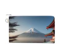 Japan Mount Fuji Landscape Coin Purses with Zipper, Personalized Zero Wallet for Shopping, Small Makeup Pouches Bag for Travel, Card Organizer Case, Portable Canvas Change Purses