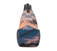 Japan Mount Fuji Landscape Crossbody Chest Bag Lightweight Sling Daypackstravel Hiking Cycling For Men Women, Black, One Size