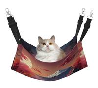 Japan Mount Fuji Landscape Hanging Pet Hammock with Adjustable Straps and Metal Hooks Double Sided Bed