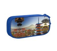 Japan Mount Fuji Landscape Large Capacity Double Layer Pencil Case,Customizable Full Print Polyester Fabric Organizer-School, Office, Travel Makeup Pouch