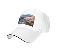 Japan Mount Fuji Landscape Print Adjustable Size Sandwich Baseball Cap Breathable Unisex Casual Hat Daily Use Sport White