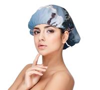 Japan Mount Fuji Landscape Print Adult's Satin Sleeping Cap, Maintain Hairstyle, and Ensure Comfortable Sleep, 13 inches Black, Black, One size