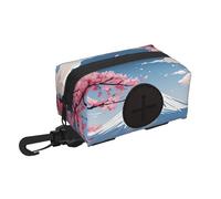 Japan Mount Fuji Landscape print Dog Poop Bag Holder for Leash Doggie Waste Bag Dispenser Soft Fabric Puppy Potty Carrier