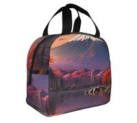 Japan Mount Fuji Landscape Print Foldable Insulated Lunch Bag Meals Snacks Beverages Boys Girls Teenagers Picnics