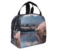 Japan Mount Fuji Landscape Print Foldable Insulated Lunch Bag Meals Snacks Beverages Boys Girls Teenagers Picnics