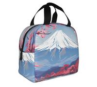 Japan Mount Fuji Landscape Print Foldable Insulated Lunch Bag Meals Snacks Beverages Boys Girls Teenagers Picnics