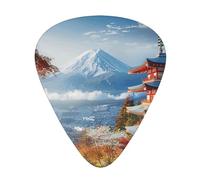 Japan Mount Fuji Landscape Print Guitar Picks 12-Pack - Assorted Thickness Picks (0.46mm, 0.71mm, 0.96mm) with Storage Box & Assorted Unique Design for Acoustic, Electric, Bass, and Ukulele Players