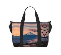 Japan Mount Fuji Landscape print Gym Bag for Women,Carry on Weekender Overnight Duffle Bag,Personal Item Tote Bag, Black, One Size
